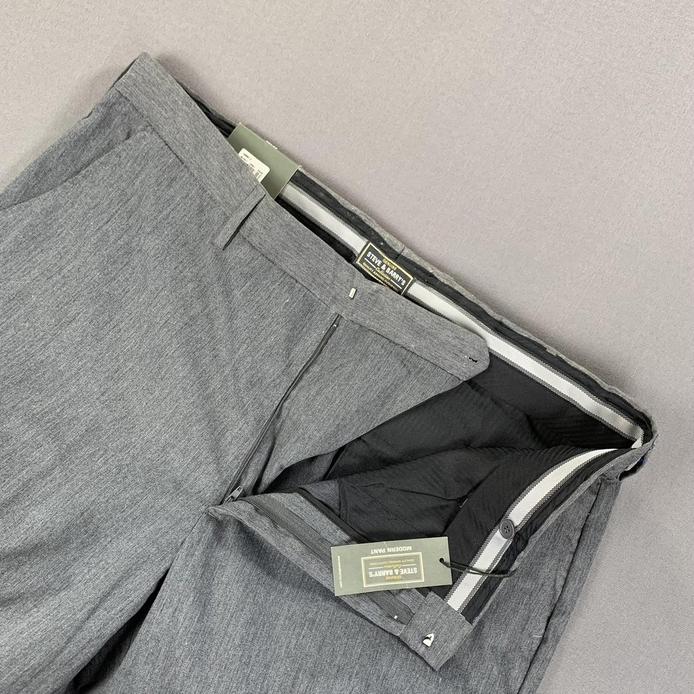 New Steve & Barry's Pant Men 42x32 Grey Modern Low Waist Flat Front Chino Casual